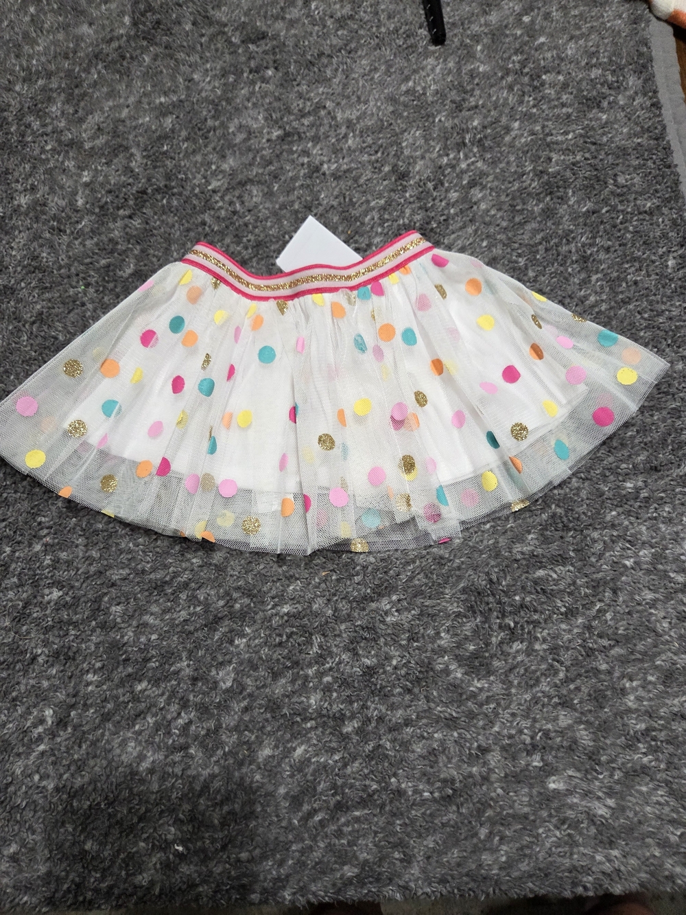 Kohl's White Tulle Skater Skirt with Multicolor Polka Dots